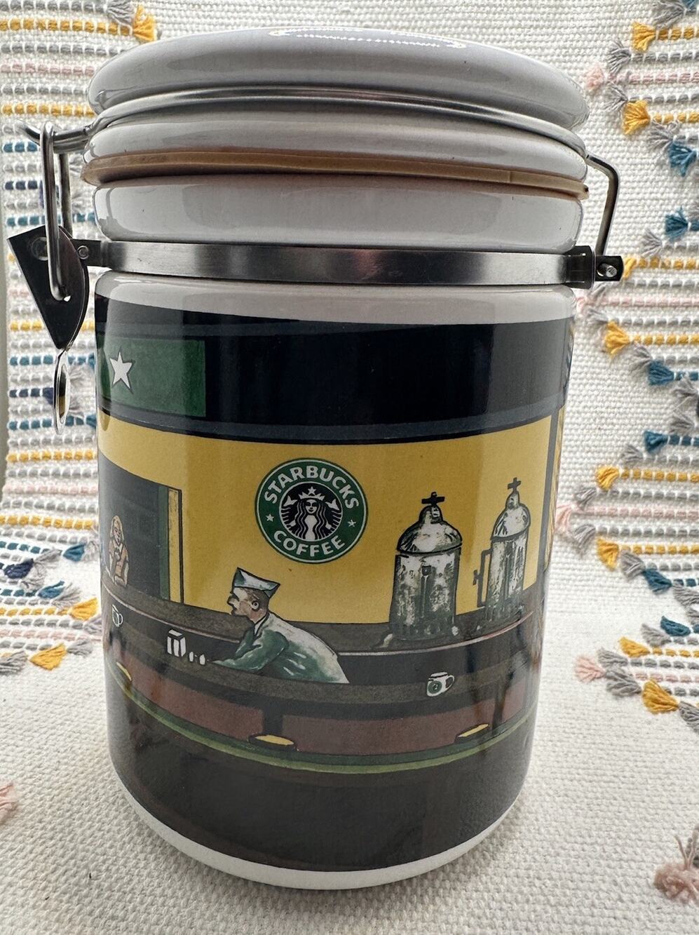 STARBUCKS 8” Coffee Canister Chaleur D Burrows Diner Night Shift -Edward Hopper